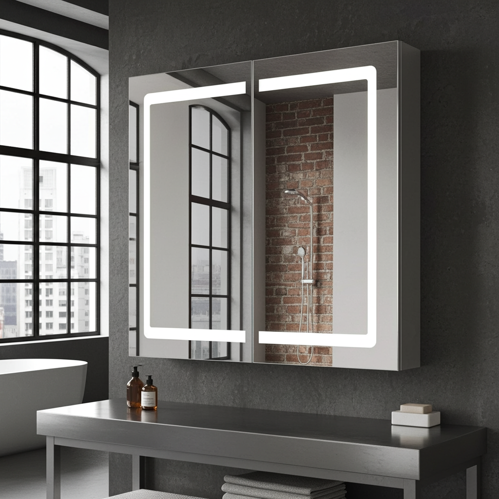 Armario de Baño con Espejo LED NNEVL – Estilo Moderno y Organización Inteligente