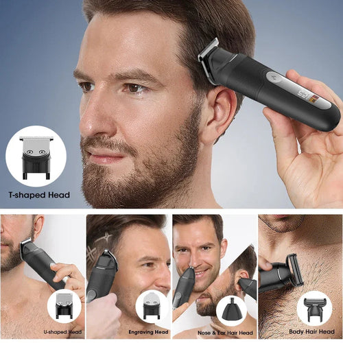 LED Display IPX6 Waterproof Rechargeable Body Groomer, Beard Trimmer,