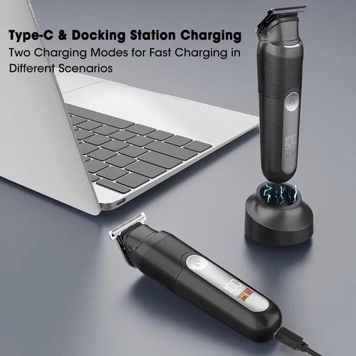 LED Display IPX6 Waterproof Rechargeable Body Groomer, Beard Trimmer,
