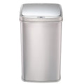 Silver 13-Gallon Stainless Steel Kitchen Trash Can with Motion Sensor Lid-0