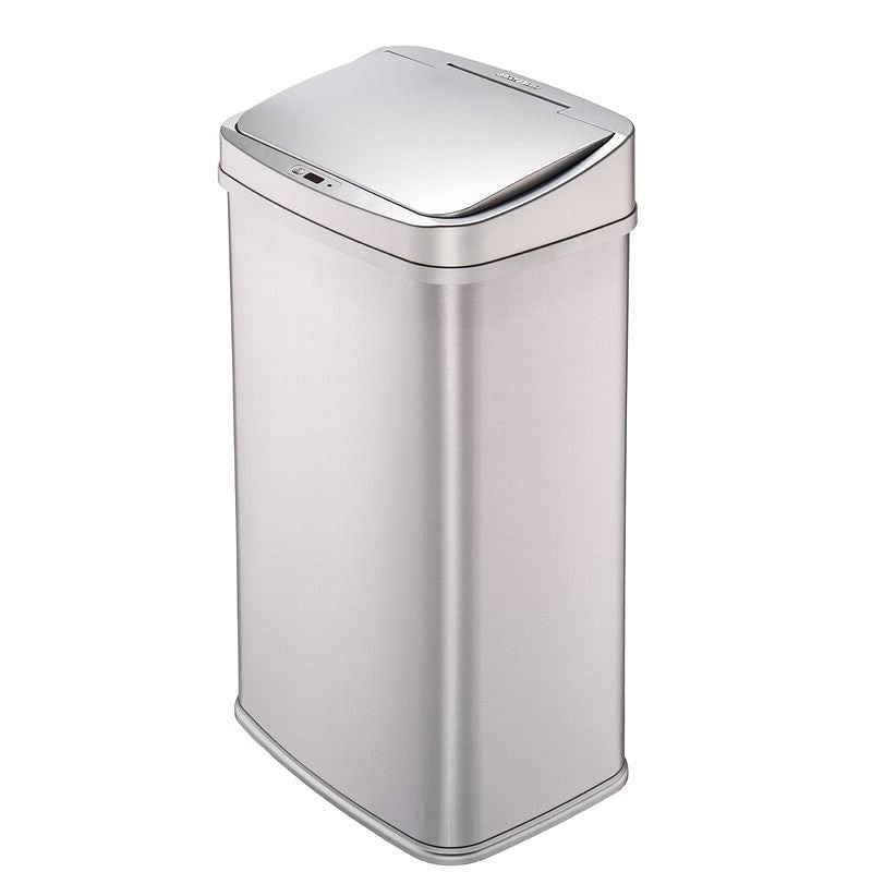 Silver 13-Gallon Stainless Steel Kitchen Trash Can with Motion Sensor Lid-2