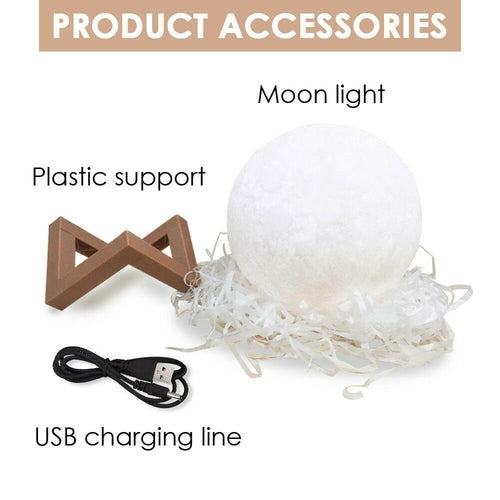 3D Magical Moon Lamp USB LED Night Light Moonlight Touch Sensor 20cm